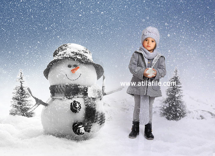 بک گراند فتوشاپی عکس زمستانی کودک