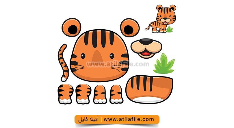 طرح آماده کاردستی حیوانات ببر