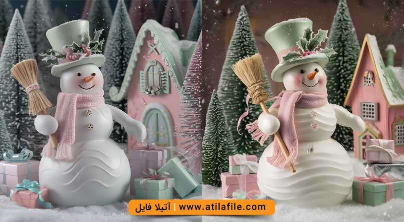 بک گراند عکس زمستان و آدم برفی